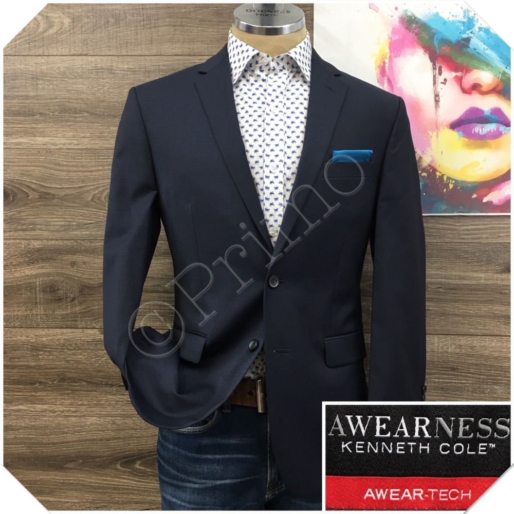KENNETH COLE Mens Wool Blazer Sport Coat Casual Jacket Size 40R Slim Fit Suit
